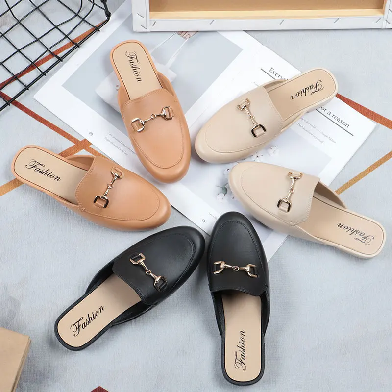 

New Arrivals Summer Soft Lazy Shoes Fashion Outer Wear Sandals Muller Shoes Baotou Half Slippers Women, Customized color