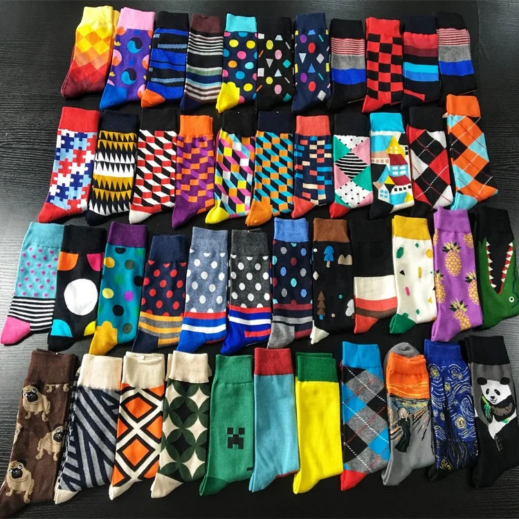 

Stock Custom Logo Polka Dot Breathable Mens Fashion Custom Organic Cotton Socks 100% Cotton, Customized