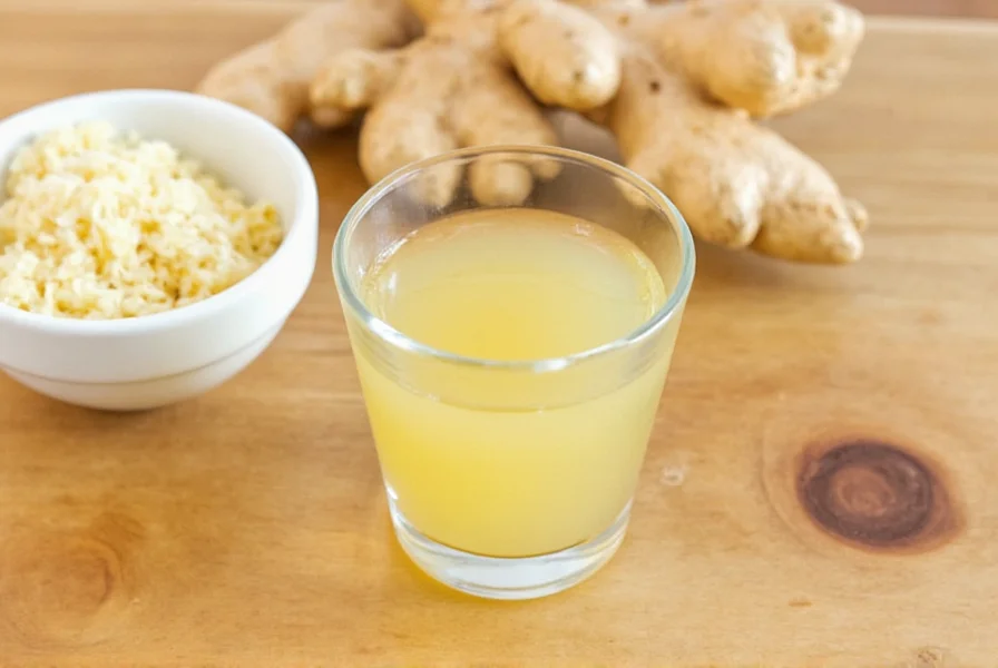 Close-up of fresh ginger root, lemon slices, and raw honey in glass jar for homemade ginger shot preparation