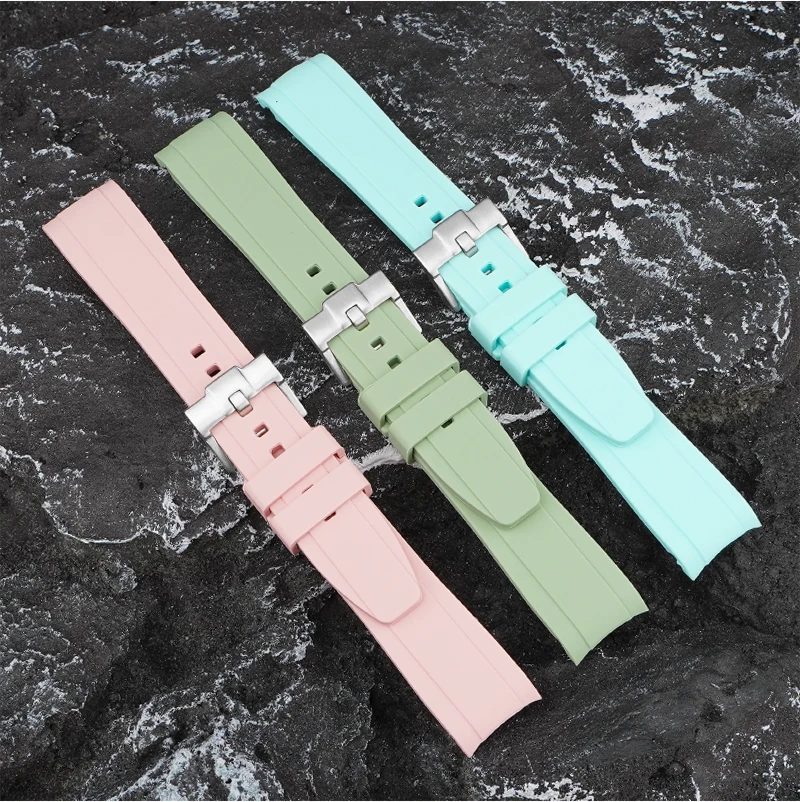 

Sky Blue Sport 20mm Curved End Rubber Band Replacement for Moonswatch Planetary Series Vulcanized 22mm Rubber Watch Strap