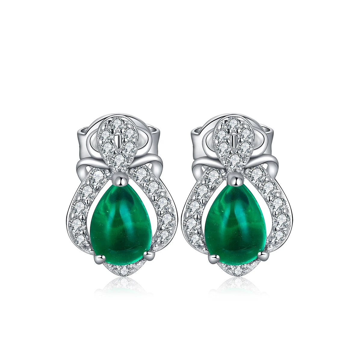 

Shiny Crown Emerald Cubic Zirconia Earrings Micro Pave Simulation Diamond Cz Hoop Stud Earrings