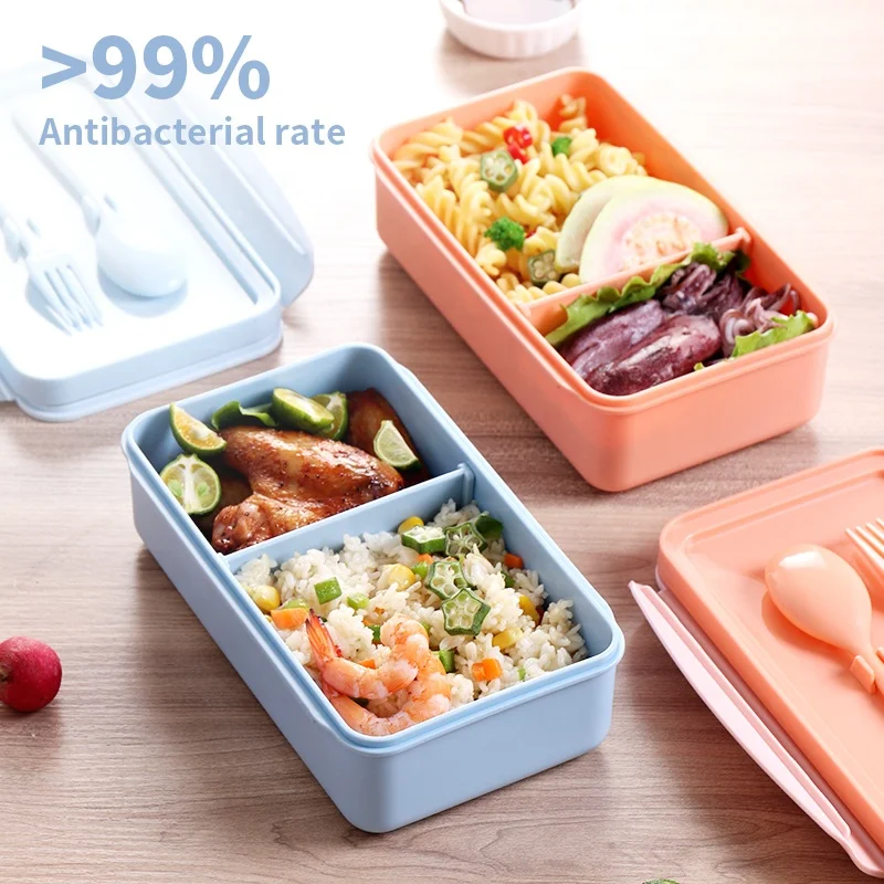 

Leakproof Sealed Plastic Lunch Box Microwave Safe Bento Box With Fork&Spoon