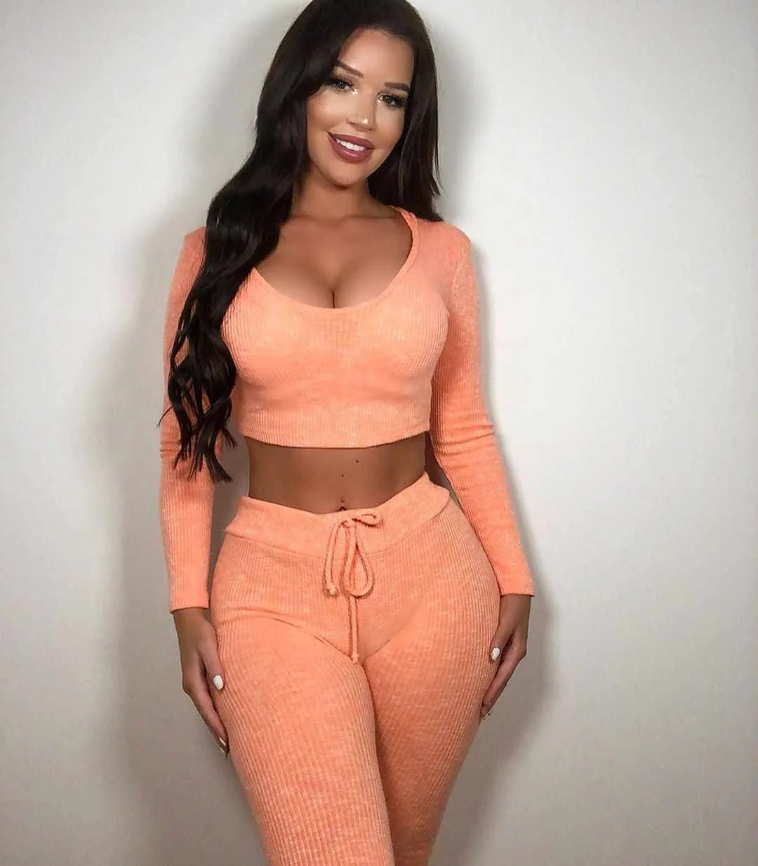 

Autumn Tracksuit Women Knitted Sets 2pcs Crop Top Suit Ladies Tracksuit Set 2 Piece Outfits Tracksuit, Picture color