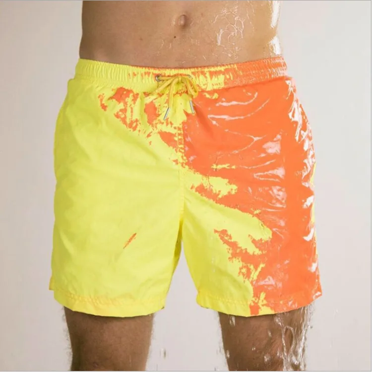 

Amazon hot sale thermochromic shorts quick dry bathing beach pants meet water color changing beach swimwear shorts trunks, Solid color