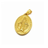 

jewelry making jesus coin religious stainless steel virgin mary gold plated necklace pendant