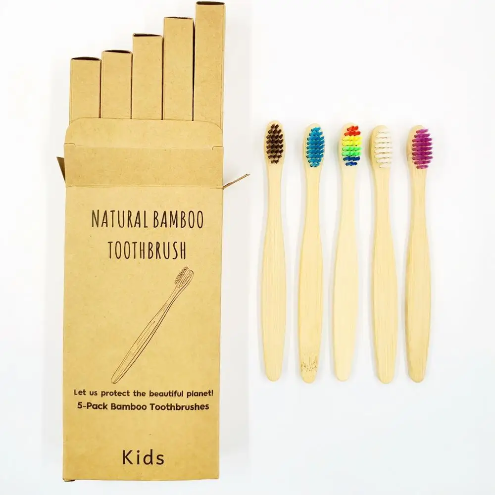 

Customized two colors biodegradable natural natural bamboo toothbrush without toothpaste