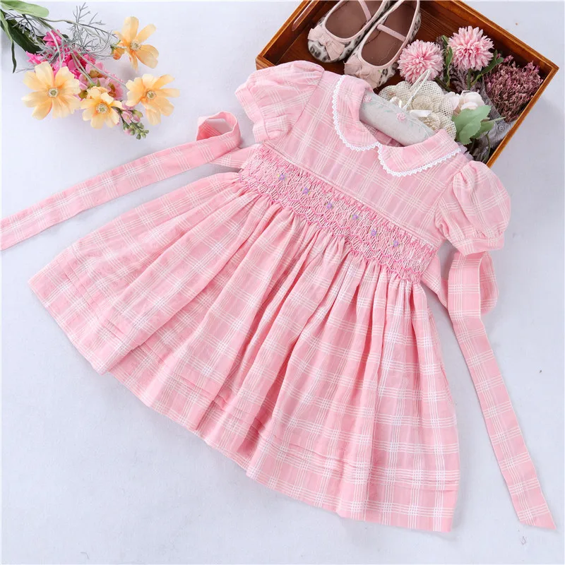

B38543 summer white toddler baby girls' smocking dresses children clothing boutiques cotton kids clothes wholesale