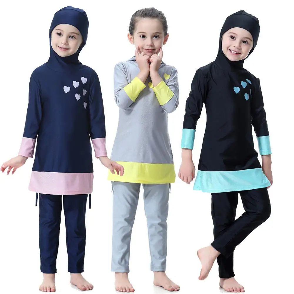 

2019 Fashion Breathable Muslim Kid Girl Full Cover Swimwear Islamic Modest Swimsuit