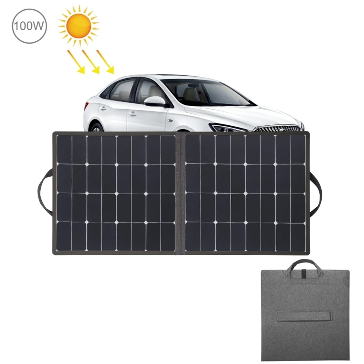 

HAWEEL 2 Solar Panels USB Port Handle 100W Portable Foldable Outdoor Travel Rechargeable Folding Bag Solar Panel Charger