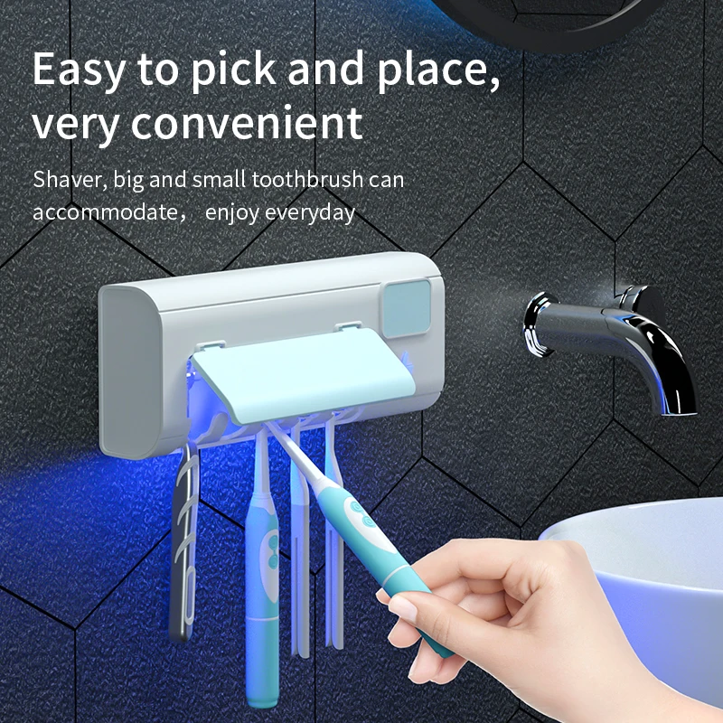 

Sterilizer toothbrush holder Disinfection 99 %Sterilization USB LED Uv Toothbrush dispenser