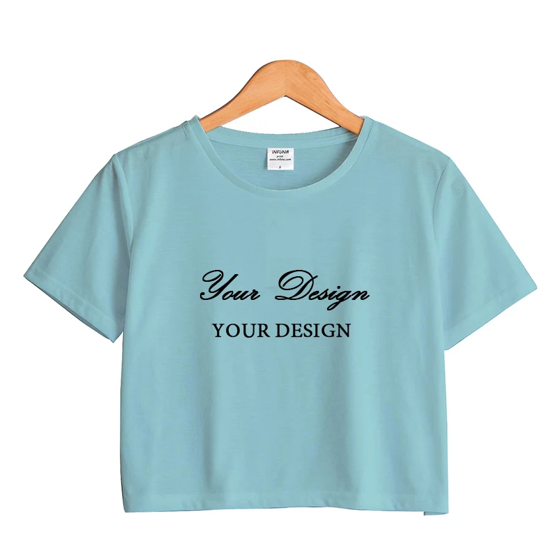 
Custom Logo/Label 100% Cotton Top T-Shirt Women Tee Fashion Crop Top T Shirt 