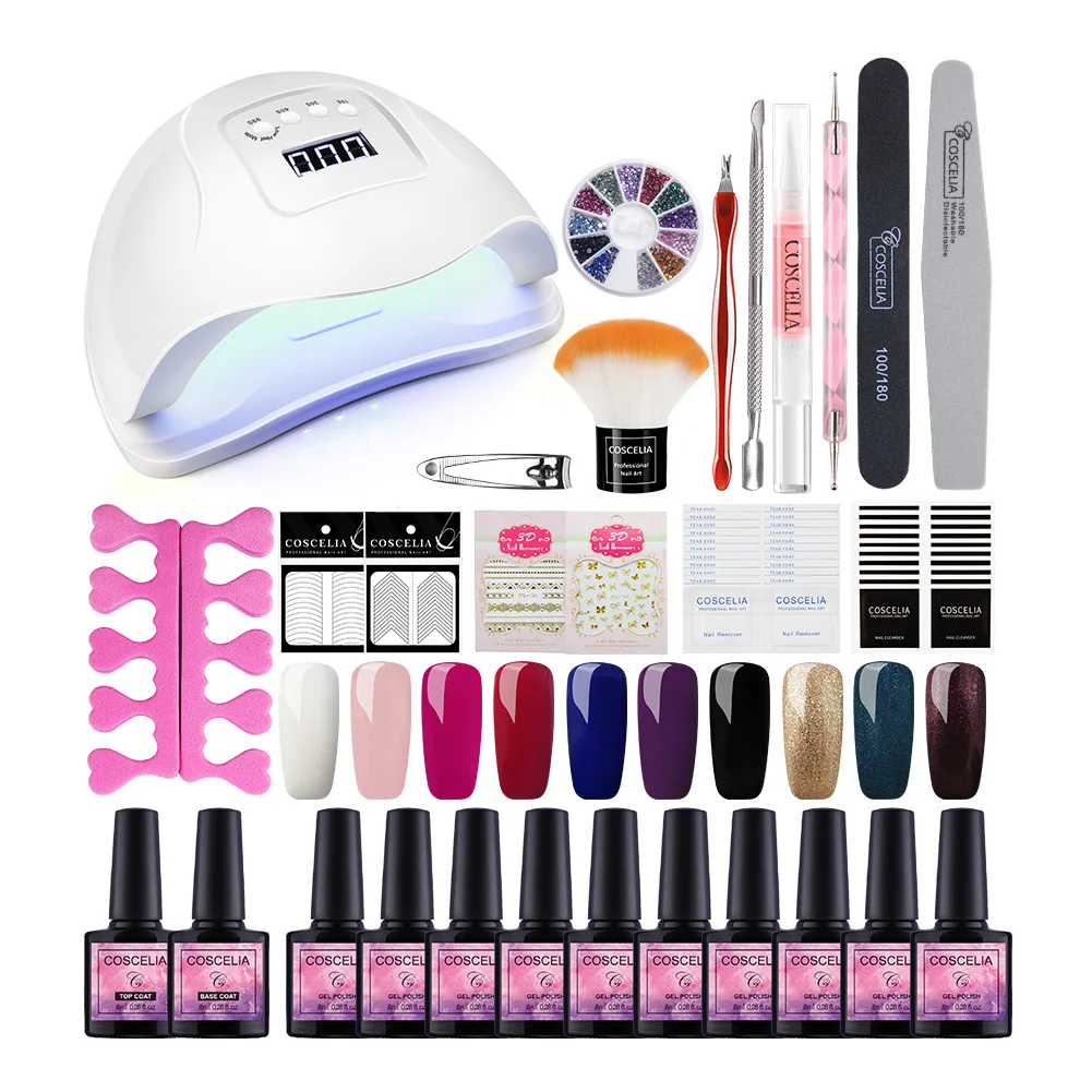 

COSCELIA UV Gel Kit 80W Nail Lamp 10 Colors Gel Polish Nail Supplies for Nail art
