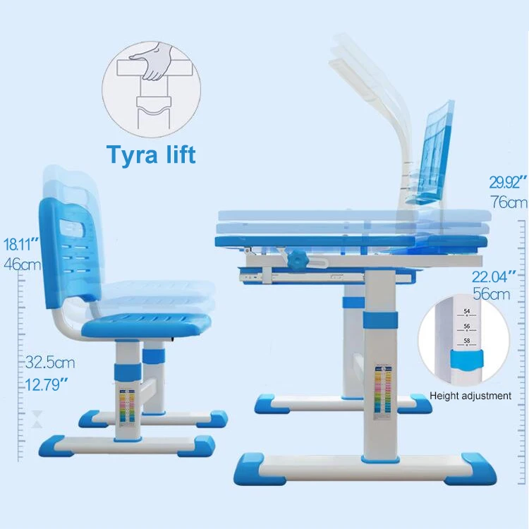 
Kids Desk and Chair Set Pull Out Spacious Storage Drawer Blue & Pink 