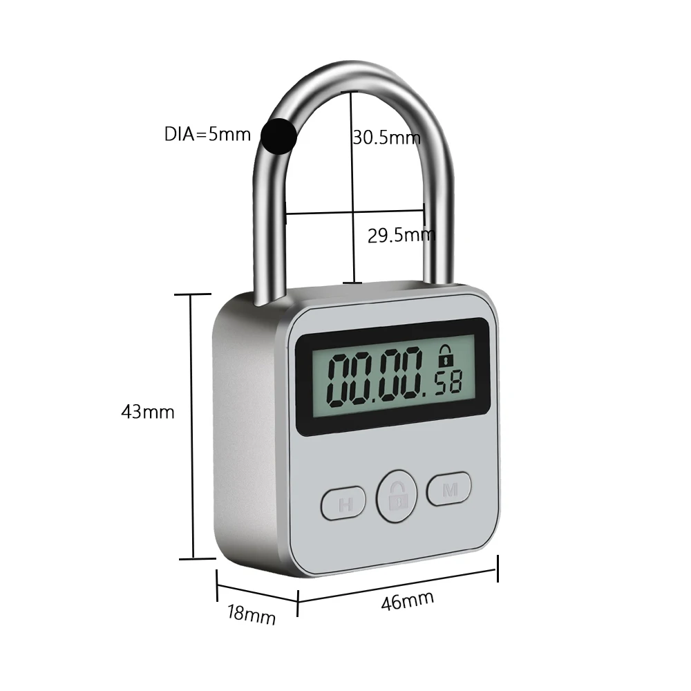 New Metal Time Lock Zinc Alloy 45mm Strong Timer Alarming Padlock With