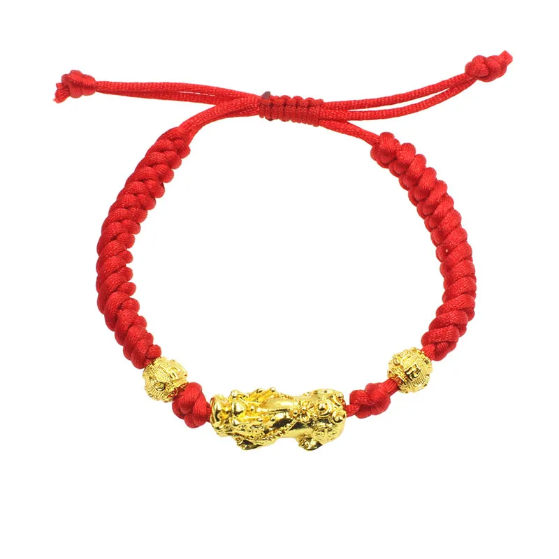 

Chinese Pixiu Knitting Bracelet Adjustable Length Red Line KIB034, As the pictures