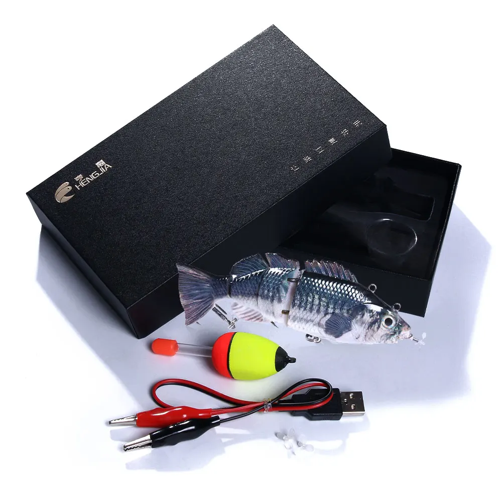 15CM 54G HENGJIA Robotic Fishing Lure Rechargeable Swimming Wobbler Fishing Lures for 4-Segement Electric Fishing Lure