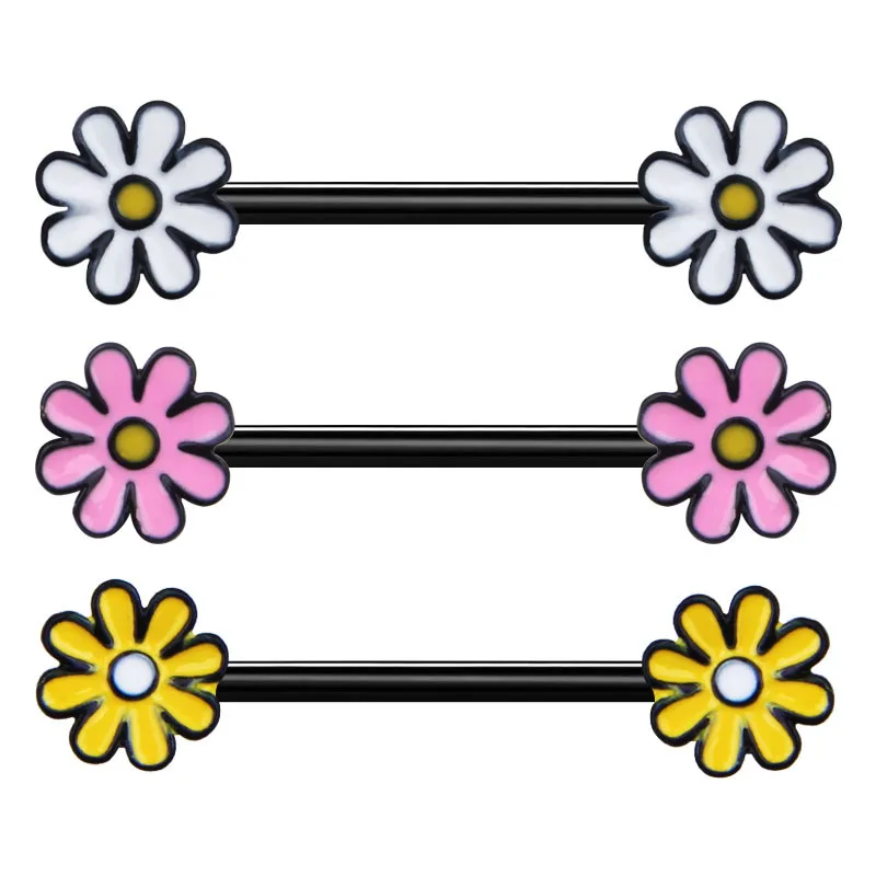 

YW New Design Stainless Steel Faux Nipple Ring Cute Flower Belly Rings And Nipple Rings Piercing Jewelry For Women
