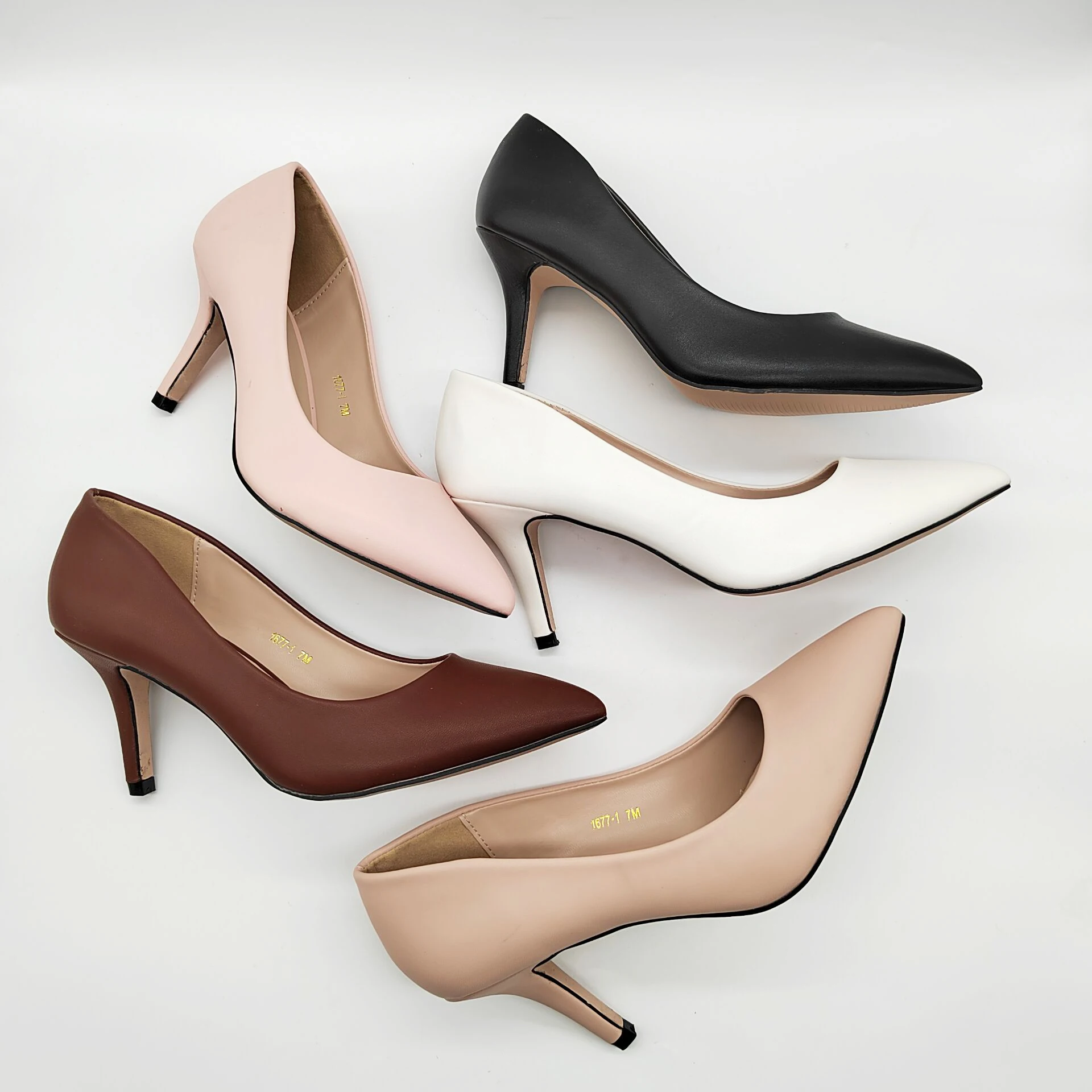 

high quality Ladies classic shoes hot sale pointed toes pencil wedding pump shoes high heel shoes pump, Pink white black brown