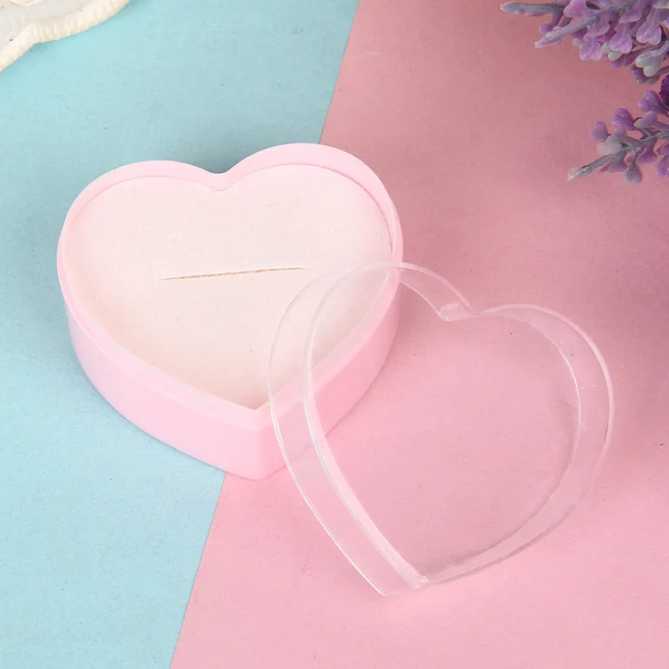 

New Transparent Acrylic Ring Box Heart Shape Couple Ring Lover Ring Boxes Jewelry Display Rack Gift Storage Case Wholesale