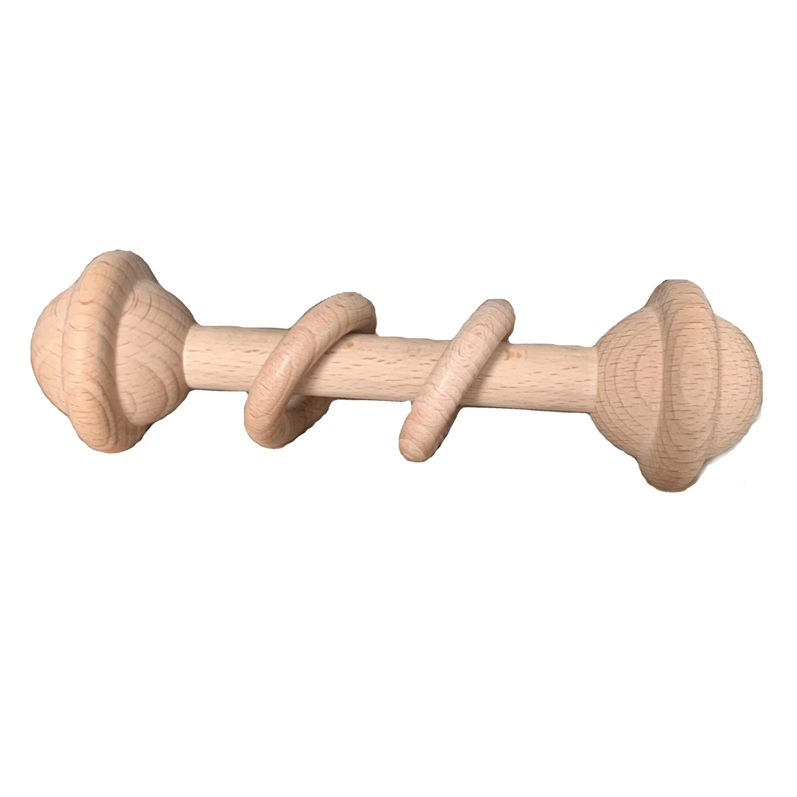 
Organic Beech Wood Ring Teether Wooden Baby Rattle Teething Toys 