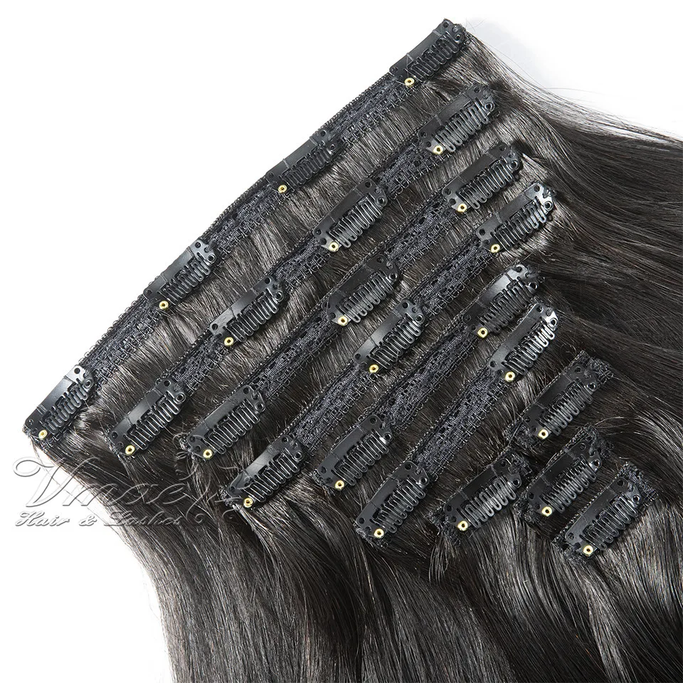 

VMAE 100g 120g 140g Raw Indian Hair Clip Ins Coarse Kinky Coily Straight Cuticle Aligned Virgin Human Clip In Hair Extensions