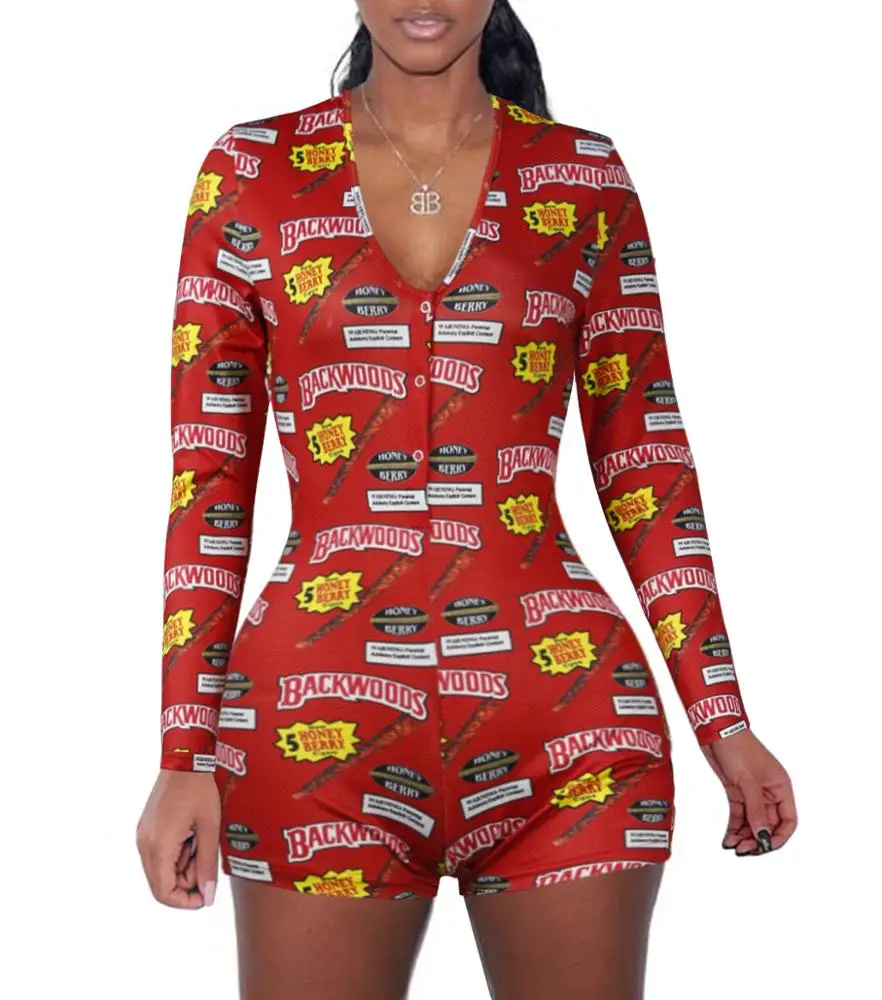 

Wholesale Onesie Adult printed sleepwear buttons pajama for women
