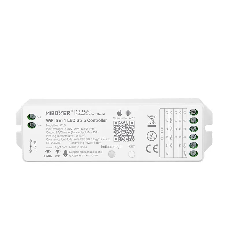 WL5 Milight Factory Supply 5 IN 1 WIFI LED Controller RGBW Voice Controller Support Google Assistant Alexa