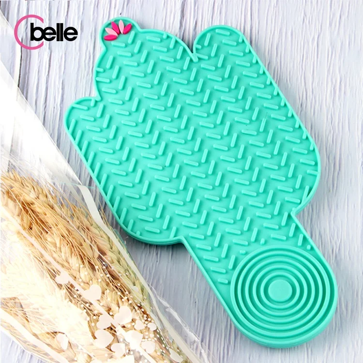 
Fancy Plant Design Cactus Shape Eco Palm Makeup Brush Cleaner Mat Pad 