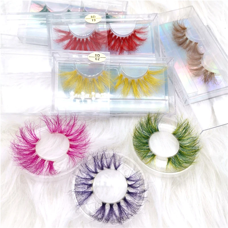 

New design colored eyelashes private label lashes vendor attractive mink colored lashes and packaging
