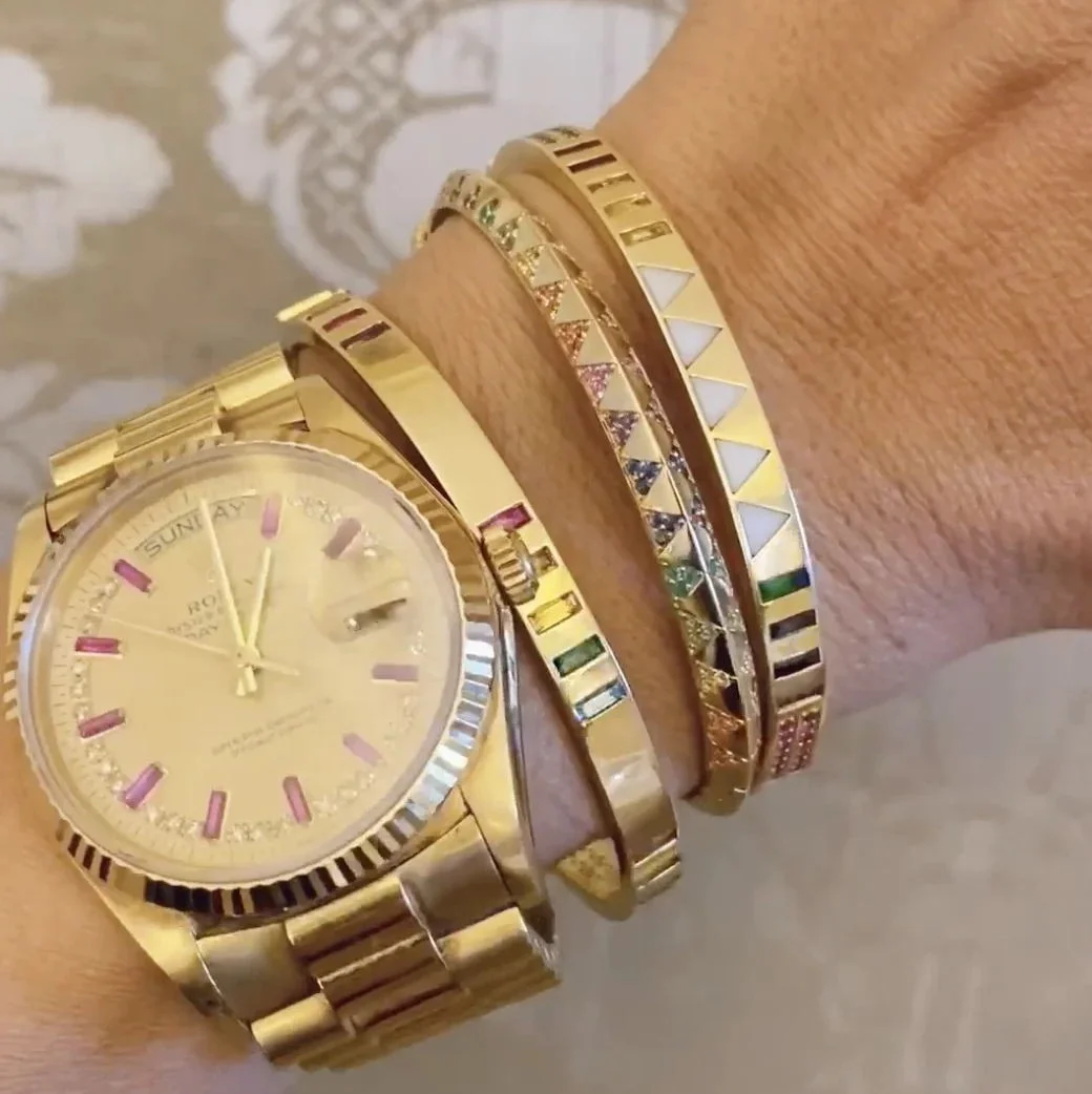 

cz colorful zircon gold plated bangle trendy jewelry for women bracelet, Gold silver