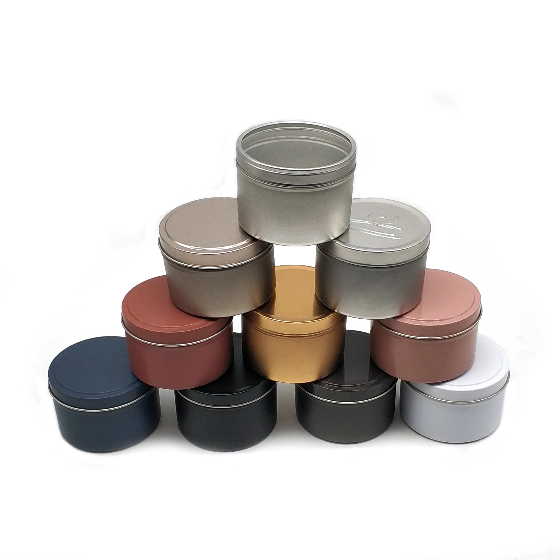 

2oz 4oz 6oz 8oz Empty Round Rose Gold Matte White Black Seamless Metal Container/Jar/Can Candle Tins