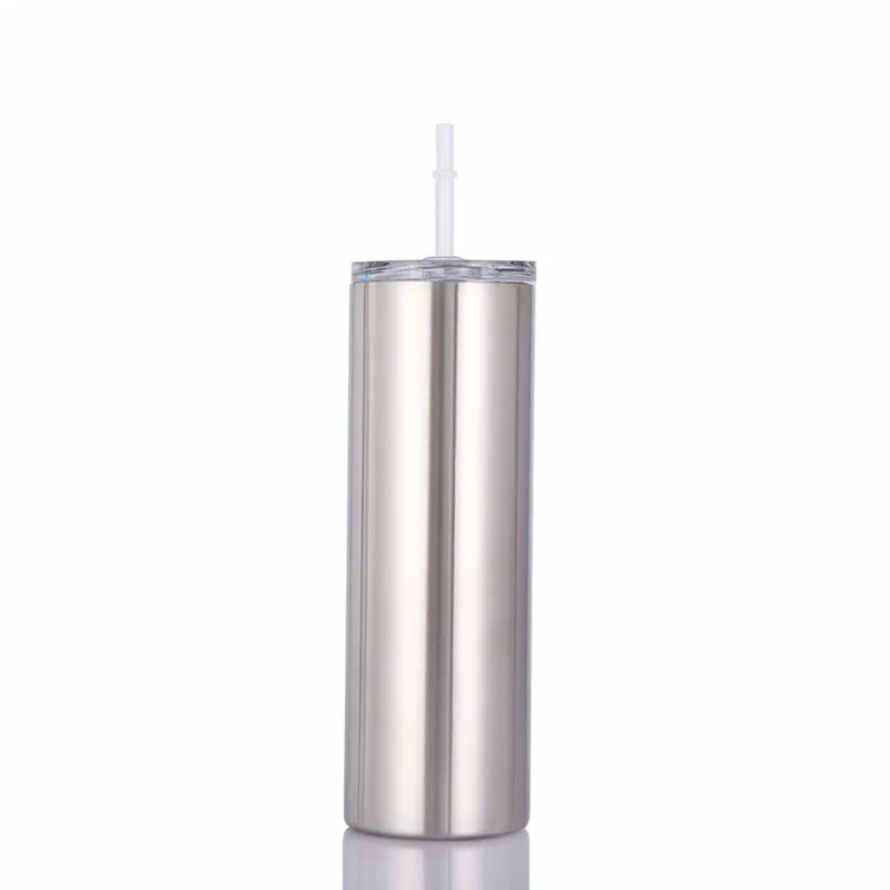 

US Warehouse 20oz Skinny Tumblers Stainless Steel Thermal Insulation Vacuum Stainless Steel With Lid And Straw, Customized color