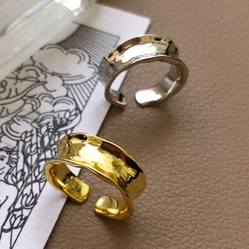 

Women 18k Brass Chic Gold Ring Irregular Chunky Joint Ring Adjustable Rings