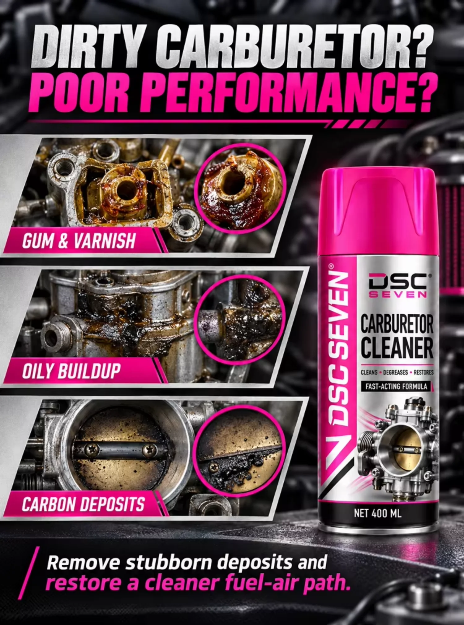 DSC SEVEN High Performance Carb & Choke Cleaner Instant Carbon & Varnish Remover