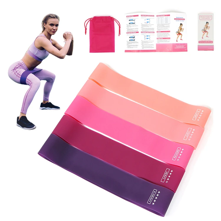 

Custom Logo Wholesale Resistant Elastic Fitness Hip Workout Yoga Silicone Loop Latex Resistance Band Exercise Bands