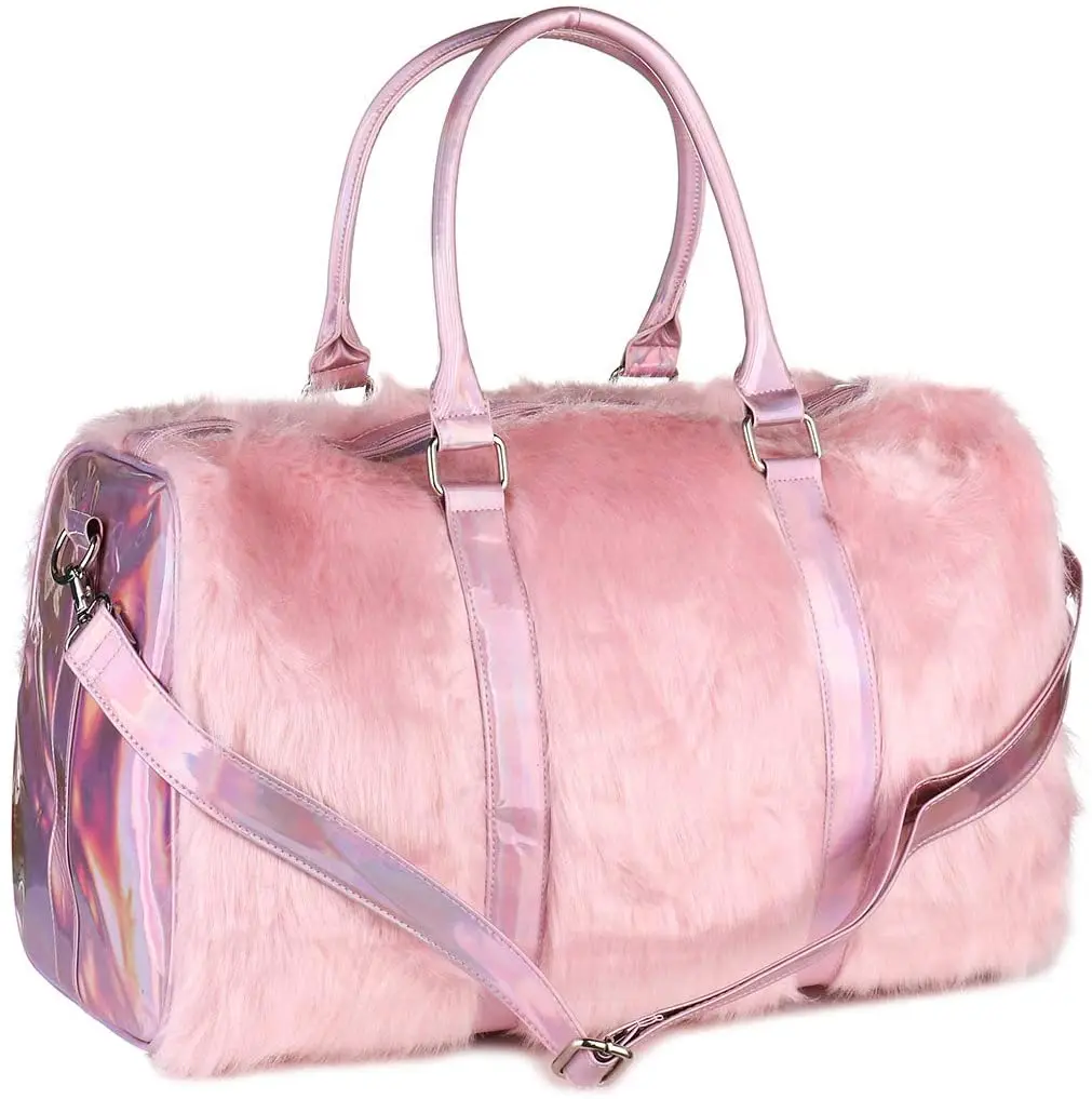 

Yzora wholesale custom pink chic fashion large laser holographic travel duffle womens overnight bags