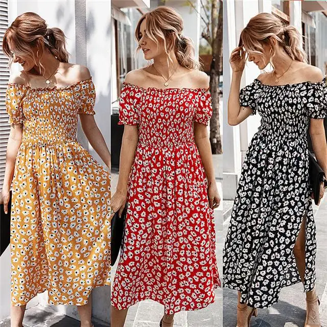

Spot original design women's 2021 spring and summer one-shoulder dress, Picture color