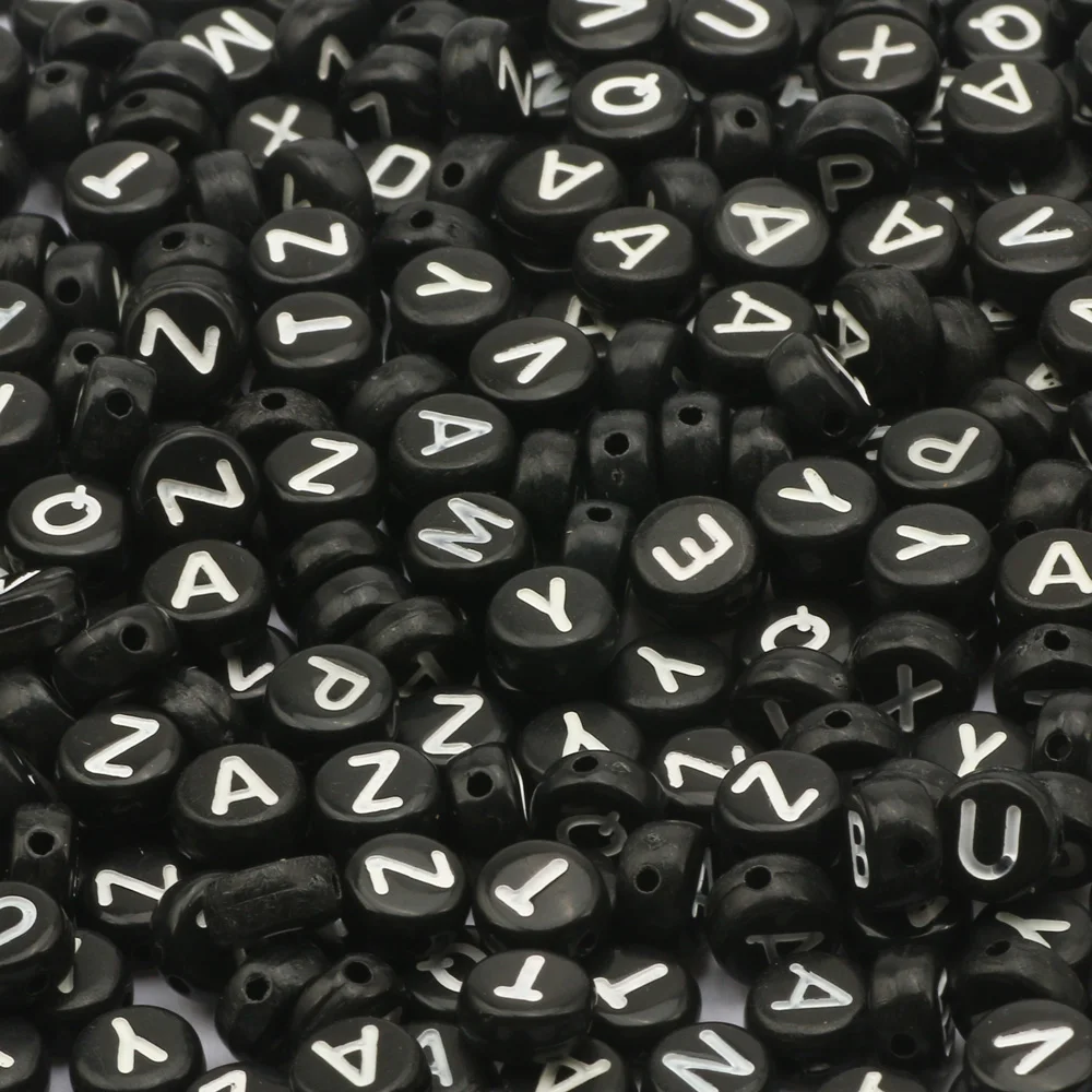 

Cheap Plastic 4x7mm Black Mixed Letter Beads Round Acrylic Alphabet Beads For DIY Bracelet Charms Accessories