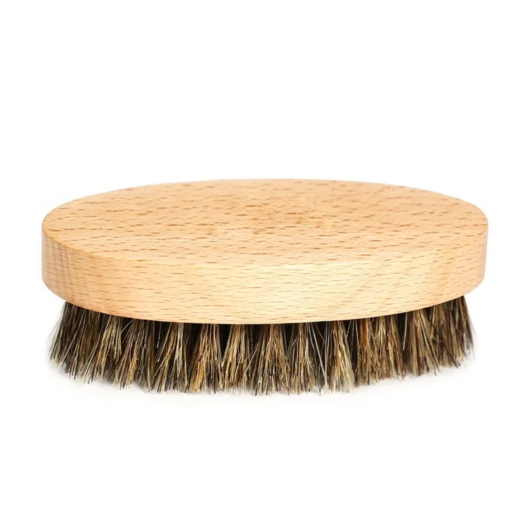 OEM Beard Brush Natural Wooden Men's Grooming Kit with Boar Bristle Brush, Wood color