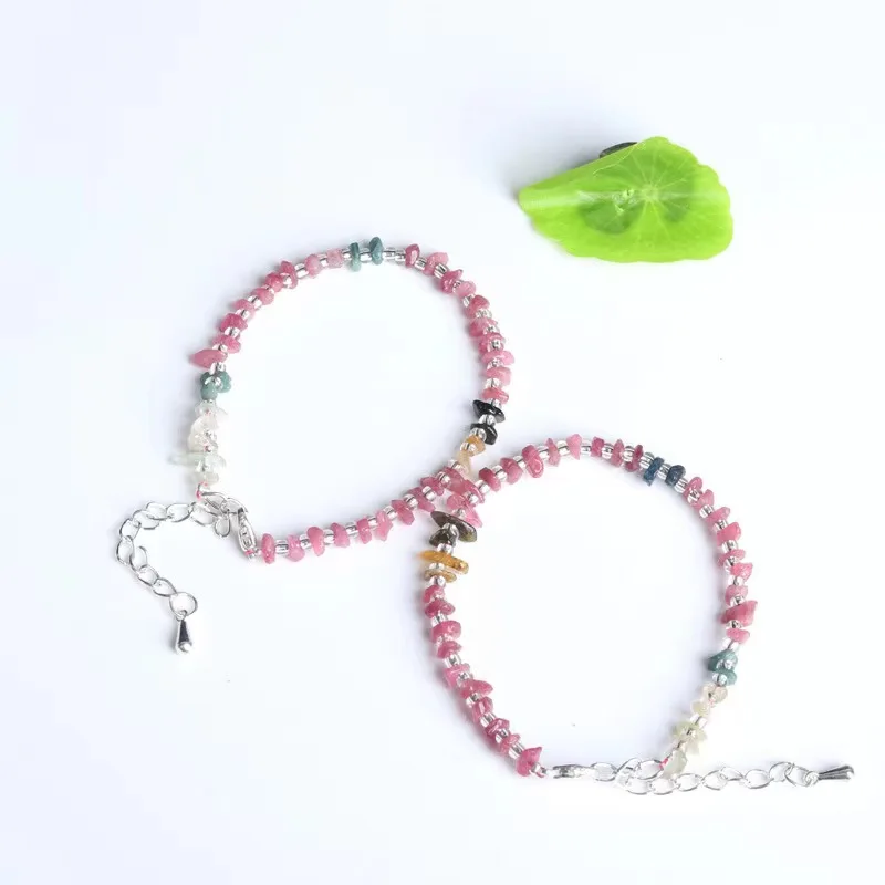 

New natural Candy rainbow Tourmaline Bracelets For Women Beautiful Tourmaline freedom Bracelets With Tassels And Charms