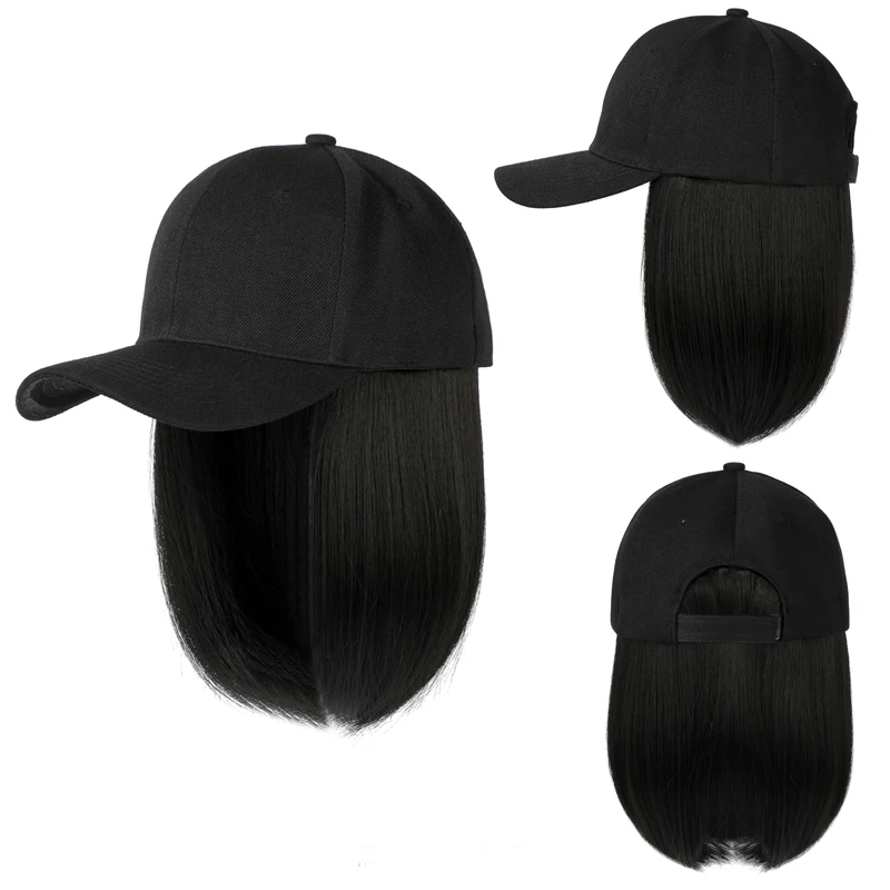 

BOBO Short Wavy Hair Synthetic Hair Women Baseball Cap Wig Hats for Girls Wigs Natural Wigs 3 Short Hair and Medium Long 23cm