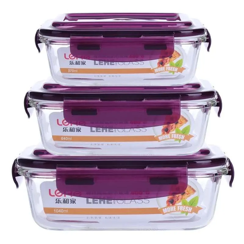 

LeHe houseware set glass food container storage for wholesales, Transparent