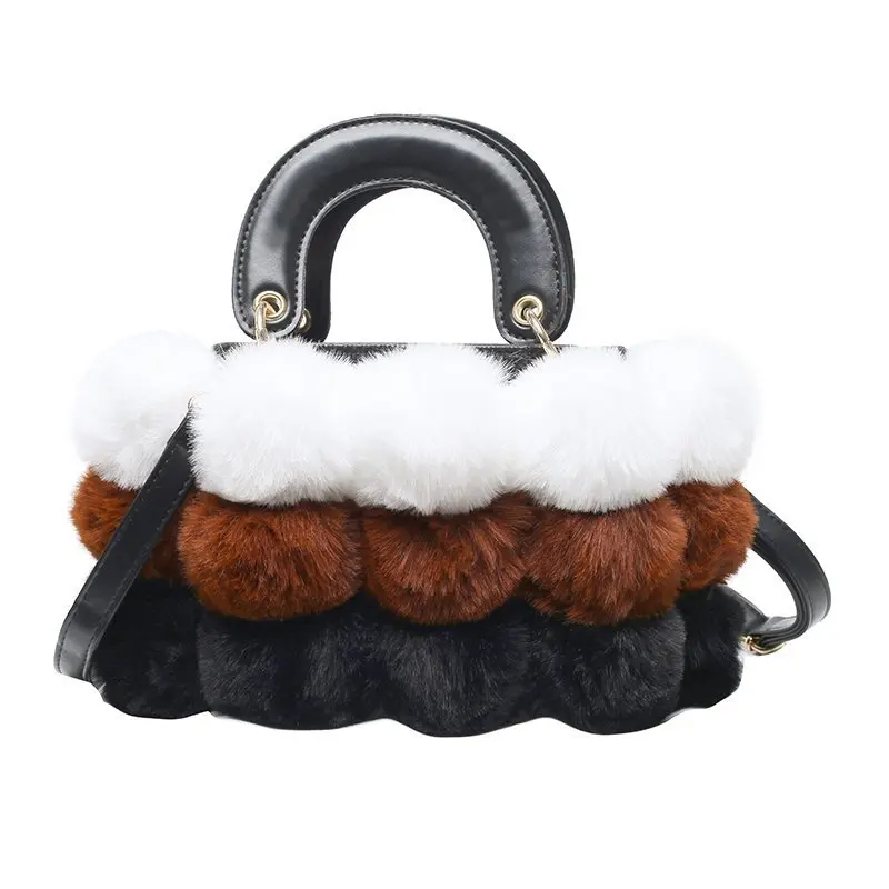 

Winter Unique designer handbags women hand bags ladies shoulder trendy messenger bag fur sling bags for woman