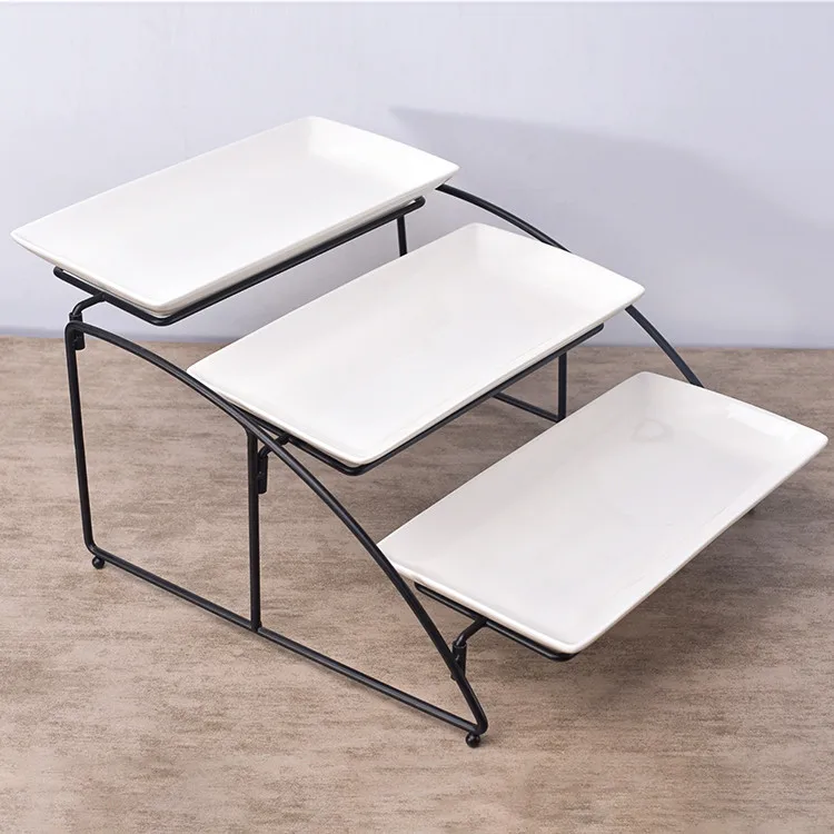 

Hot sale European modern style 3 tier afternoon tea cake stand, White