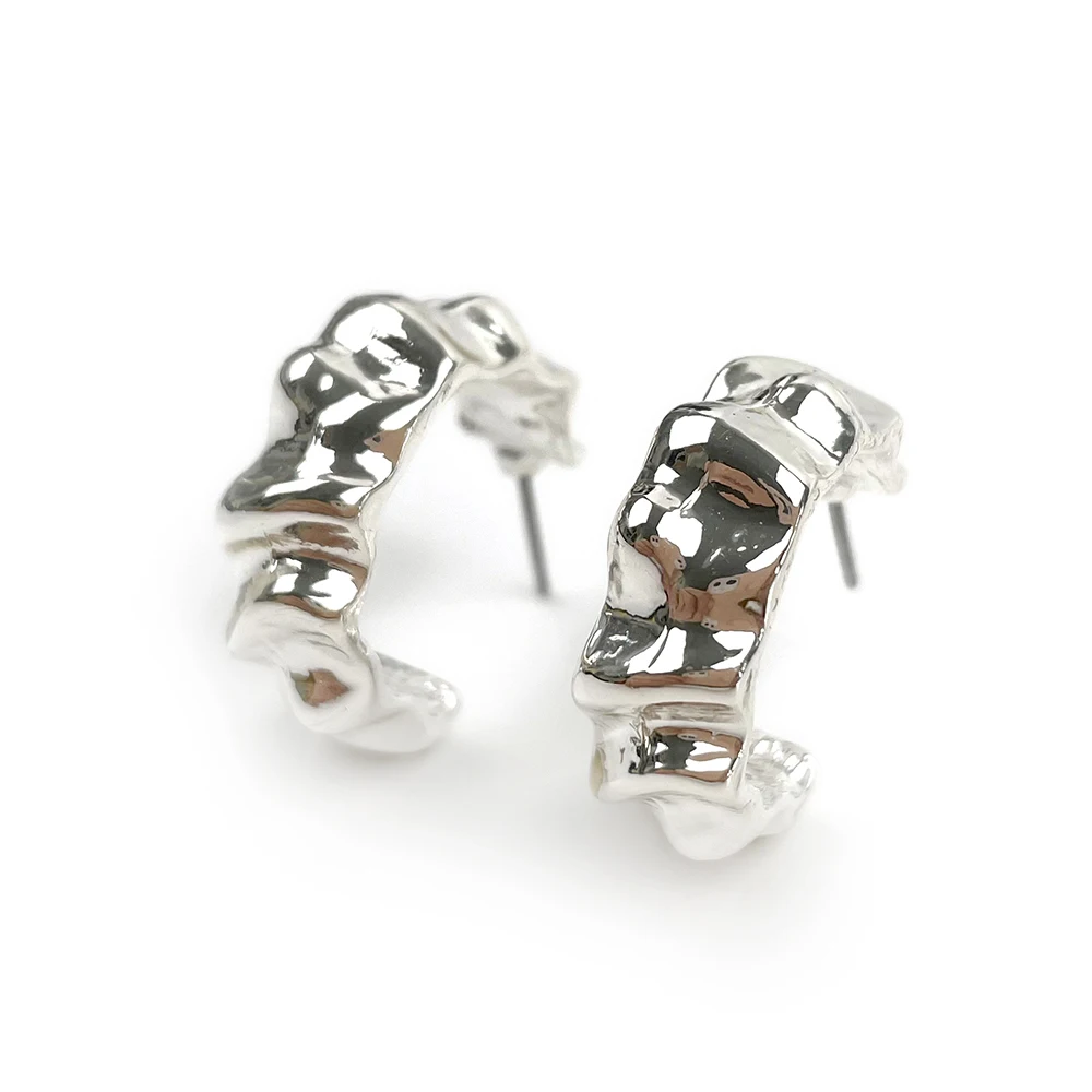 

Yiwu Earring Vendor Dainty Silver Plated Wave Earrings Jewelry For Lady