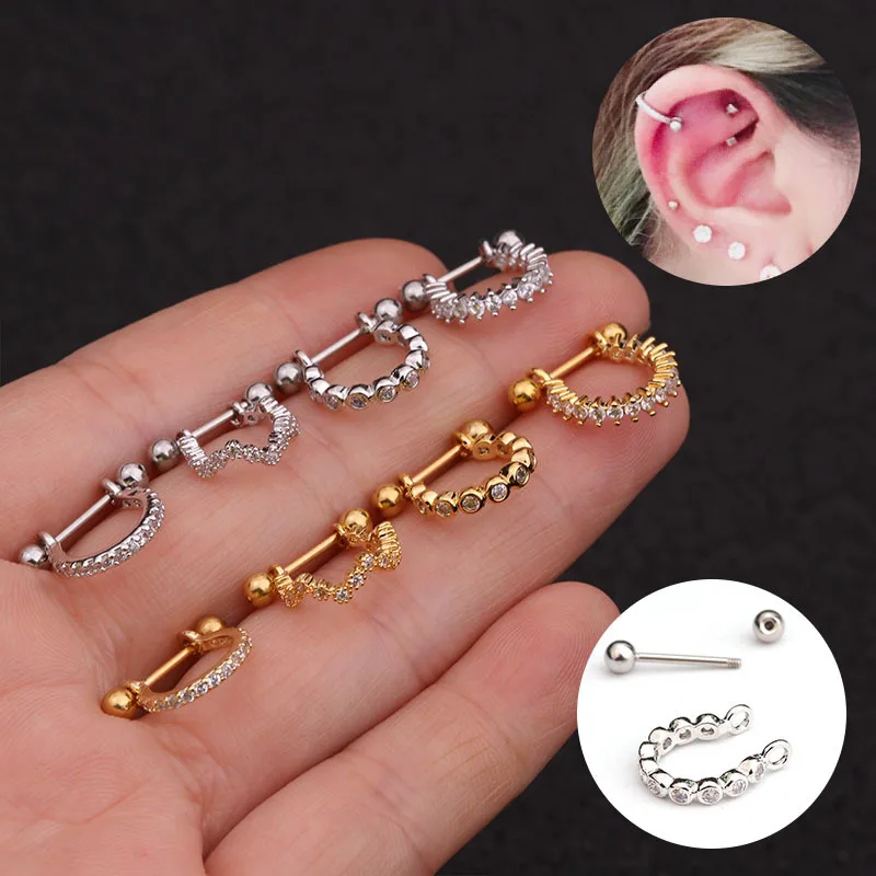 

2021 Sailing Sexy Small Crystals CZ Screw Stud Earring Piercing Ear Cartilage Piercing Jewelry