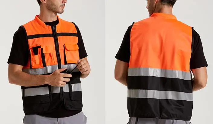 耐用的 hi vis 交通结构反光条服装 2 级安全官员背心 ansi 107 带