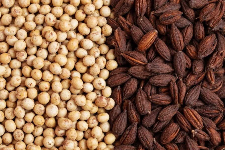 Close-up comparison of anise seeds and licorice root showing visual differences between the two ingredients