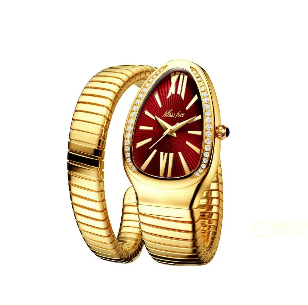 

MISSFOX Women's Watches Snake Shape Luxury Wrist Watch For Steel Unique Gold Quartz Ladies Watch Clock Relogio Feminino