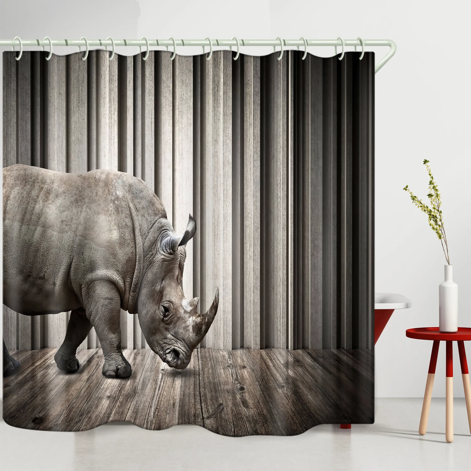 

Grey rhino decorative bathroom waterproof and mildew proof 100% polyester shower curtain partition toilet bathroom curtain, Picture